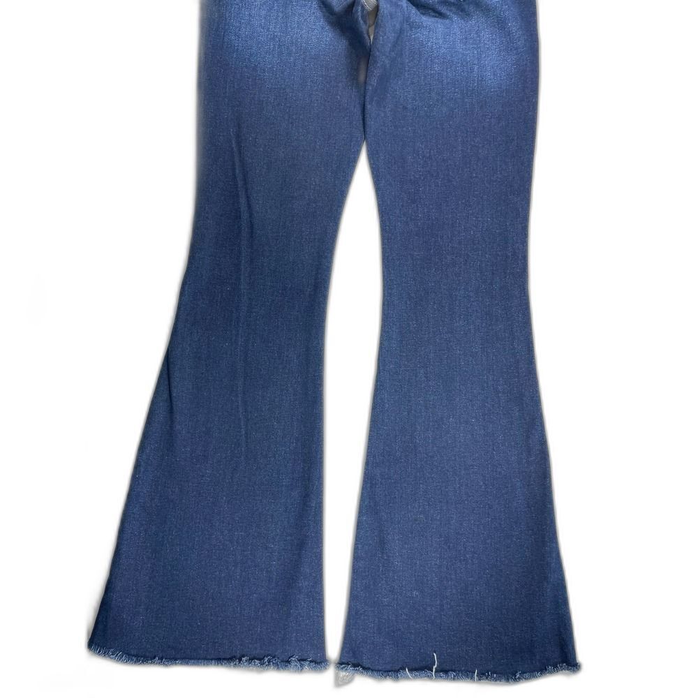 High Rise Flare Jeans W/ 7/27 KanCan Dark Wash Raw Hem KC7124D LN - Picture 11 of 12